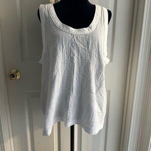 LOFT Outlet White Textured Tank Top